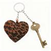 Portachiavi a forma di cuore con stampa leopardata decorativa, ciondolo da appendere alla borsa in pelle PU per progetti fai-da-te, personalizzazione della casa