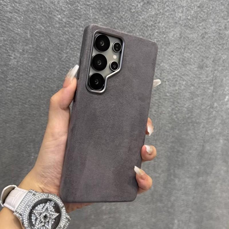 Luxury Leather Magnetic Attraction Case For Samsung Galaxy S26 Ultra S24 Plus S25U Premium Plain Suede Metal Lens Ring Cover