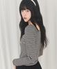 Alkialka Heart-Neck Long Sleeve (Stripe Black)