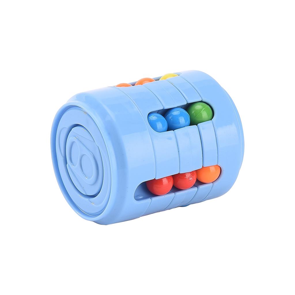 Rotating Bean Puzzle Toy Blue 6x6x7cm Compact Portable Fun Bean Puzzle Cube Fingertip Toy