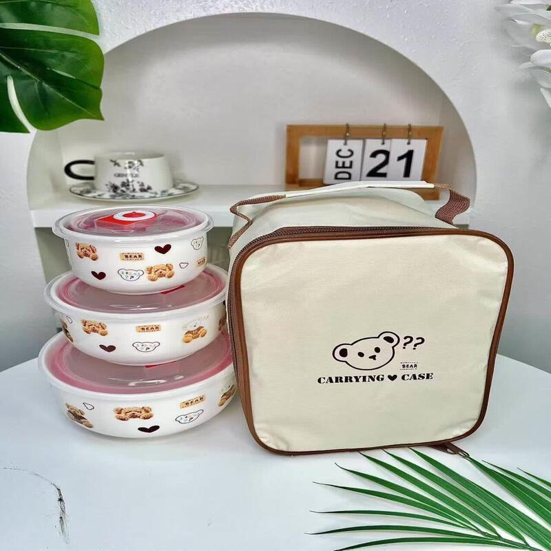 Qiwei Microwave Ceramic Bowl Set with Lids