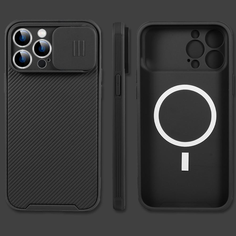 Slide Camera Lens Protection Magnetic Case for iPhone 16 15 14 13 12 11 ProMax Plus for MagSafe Wireless Charger Soft Full Cover