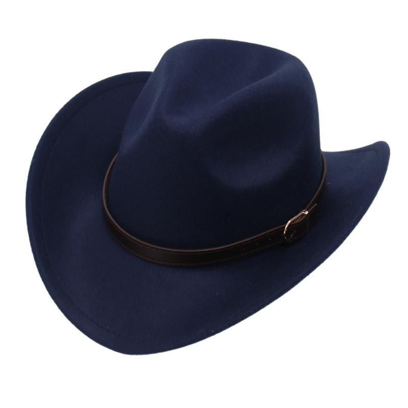 Western Cowboy Hat Upturned Belt Accessories Felt Hat Tibetan Hat Ethnic Style Wear Performance Cashmere Jazz Hat