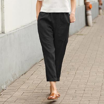 Dámské elastická kapsa v pase jednobarevné bavlněné plátěné harémové kalhoty podzim jaro dámské rovné kalhoty oversized S-5XL
