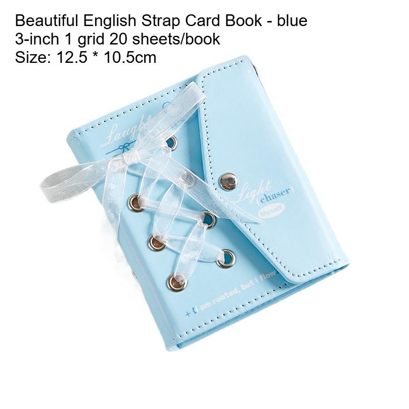 

1pc Beautiful English Strap Style Card Album High Beauty Star Small Card Storage Polaroid Album синий