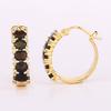 Black Ethiopian Opal & White Topaz Earrings 925 Silver Gold Plated