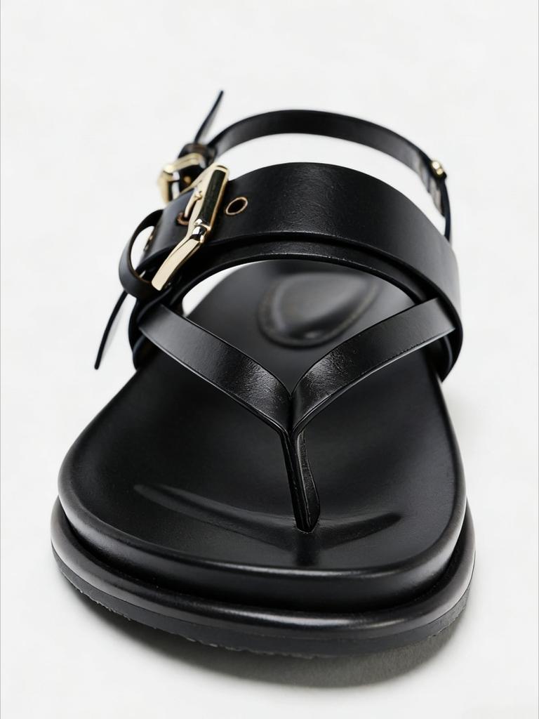 Fashion Metal Buckle Decoration Flat Sandals Women Sexy Clip Toe Back Strap Gladiator Sandals Summer Vacation Beach Flip Flops