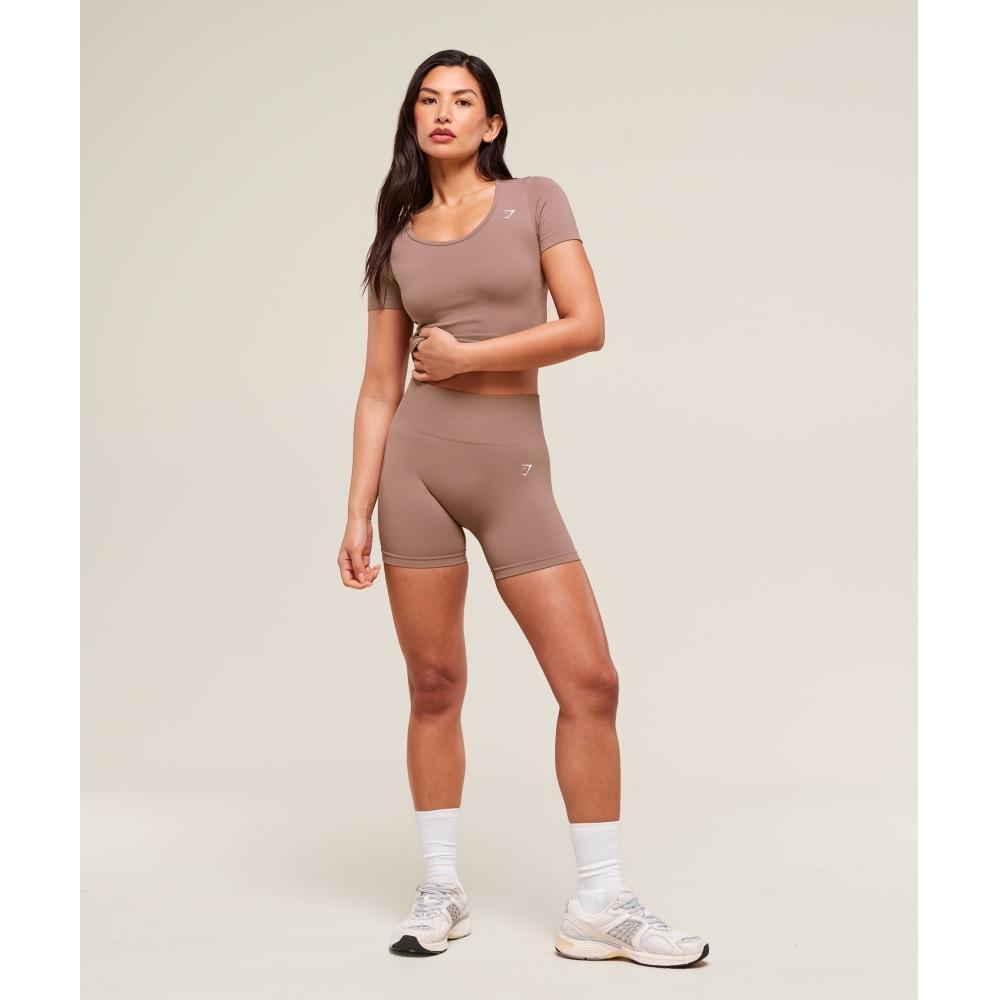 Gymshark Everyday Seamless Tight Fit Crew Neck Tee Chestnut Pink B3b1o Kcpn