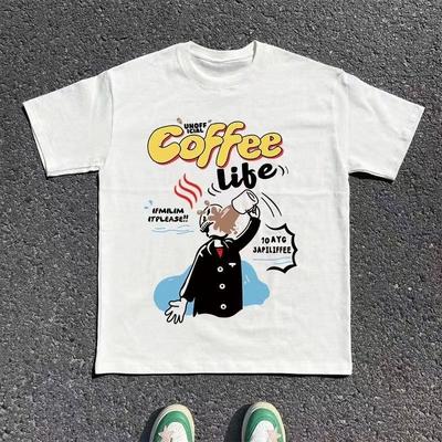 100% Pure Cotton Personalized Summer Short-sleeved T-shirt for Men and Women, Unisex American Trend Simple Print Personality