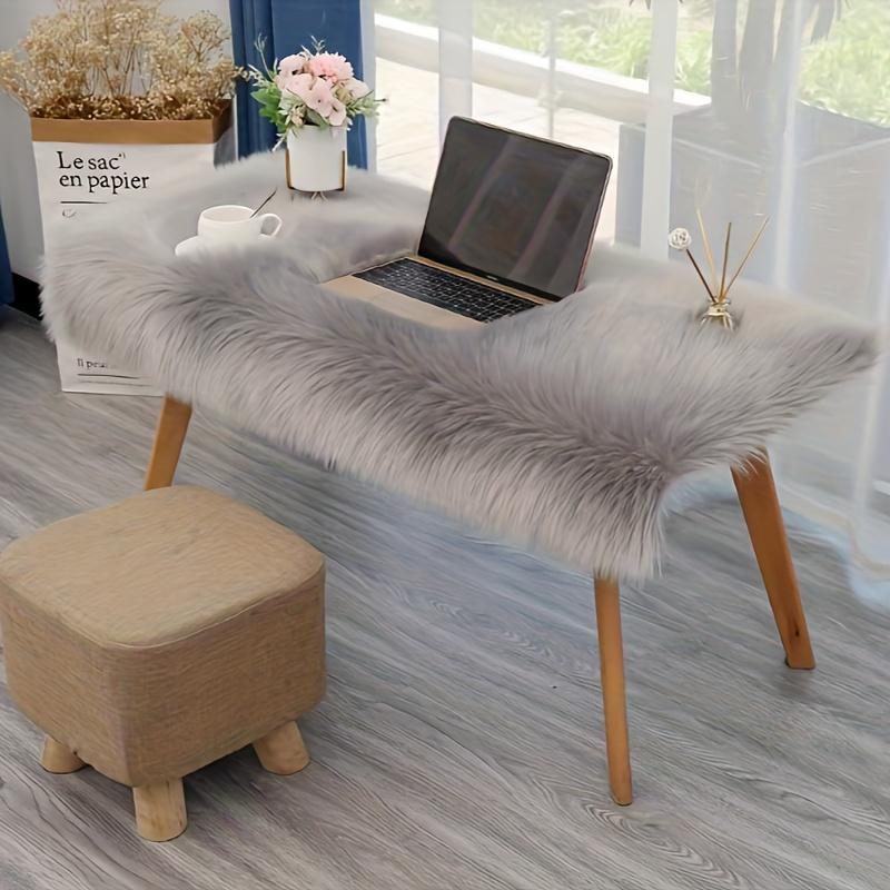 

1 шт. Плюшевый коврик из искусственной шерсти для оформления витрины бутика, Декоративный коврик с пушистой облачной текстурой для стола, столешницы, Белый нескользящий коврик-дорожка 45x100cm серый