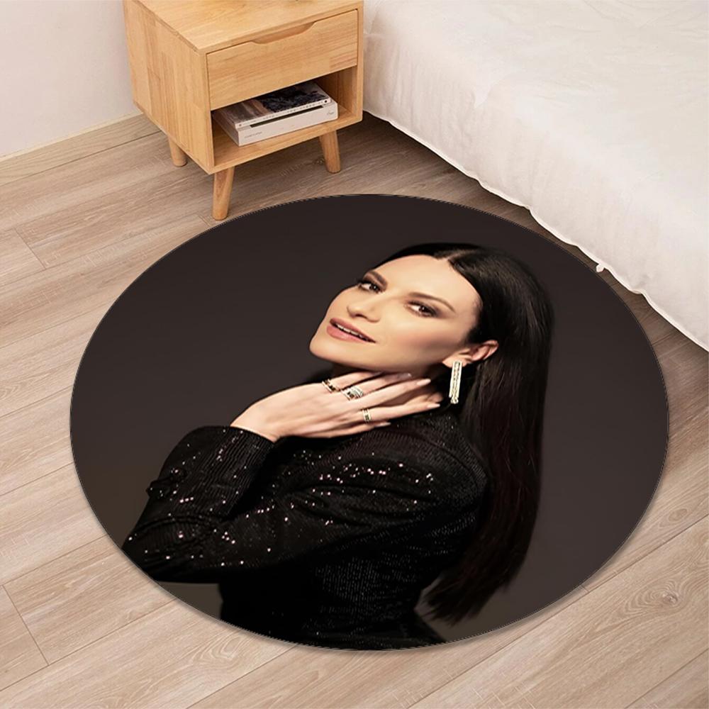 Laura Pausini Printed Round Rug Carpet Chair Rug Area Rug Entryway Doormats,for Office Chair Living Room Bedroom Kitchen Room.