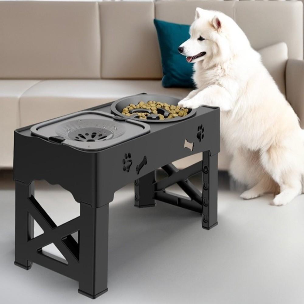 Adjustable Height Pet Feeder 3 In 1 Dog Double Bowls Elevated Dog Bowls For Kittens Puppies