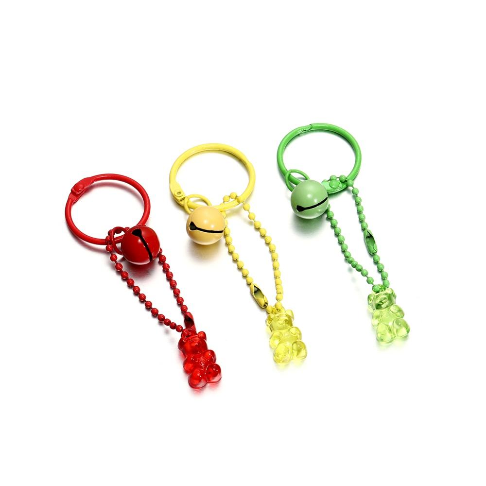 5pcs/lot Candy Color Colorful Cute Resin Bear Keychain Mini Bear With Chain For DIY Jewelry Making Finding Accessories