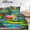 Frog Pattern Bedding Quilt Set Quilt Cover Pillowcase Home Decoration Birthday Gift (1 * duvet cover + 2 * pillowcase, without core)