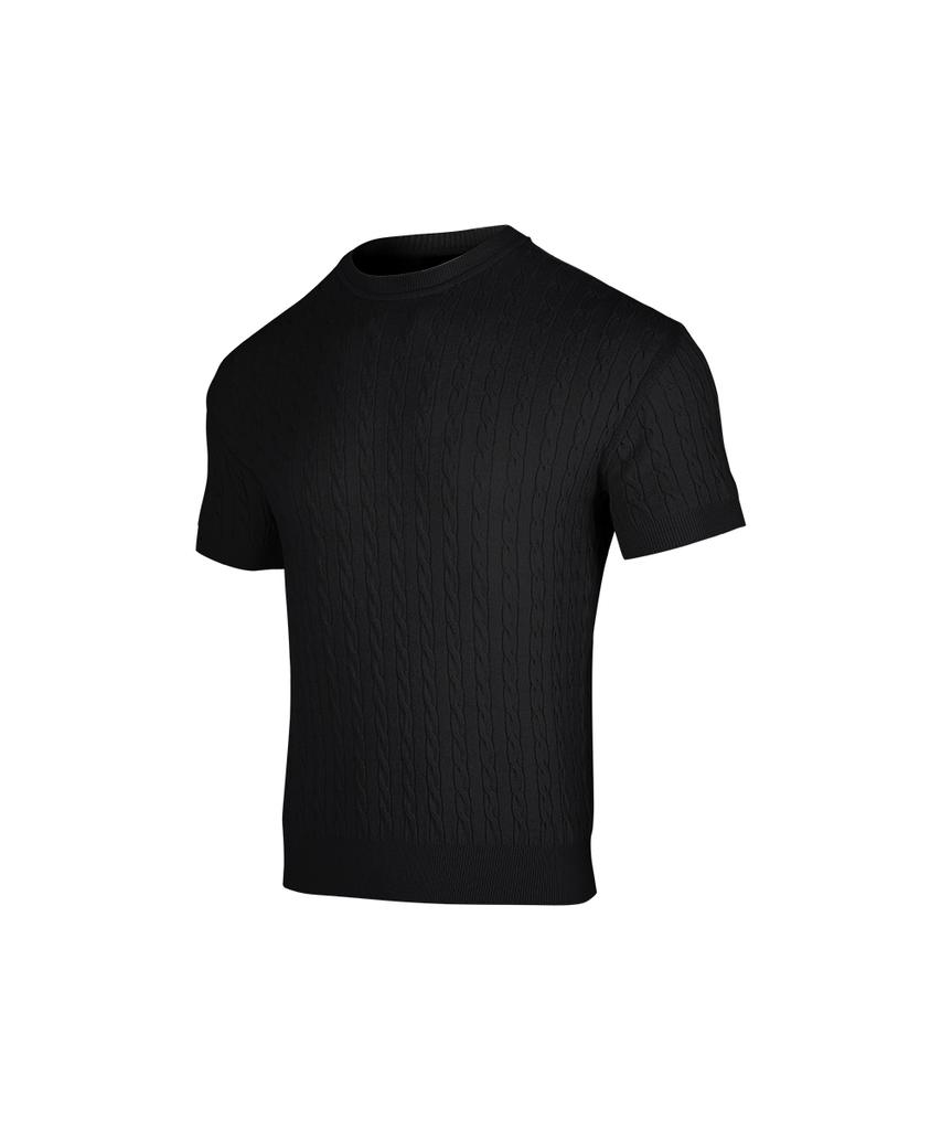 NINEZ Cable Short Sleeve Muscle Knit_3Color