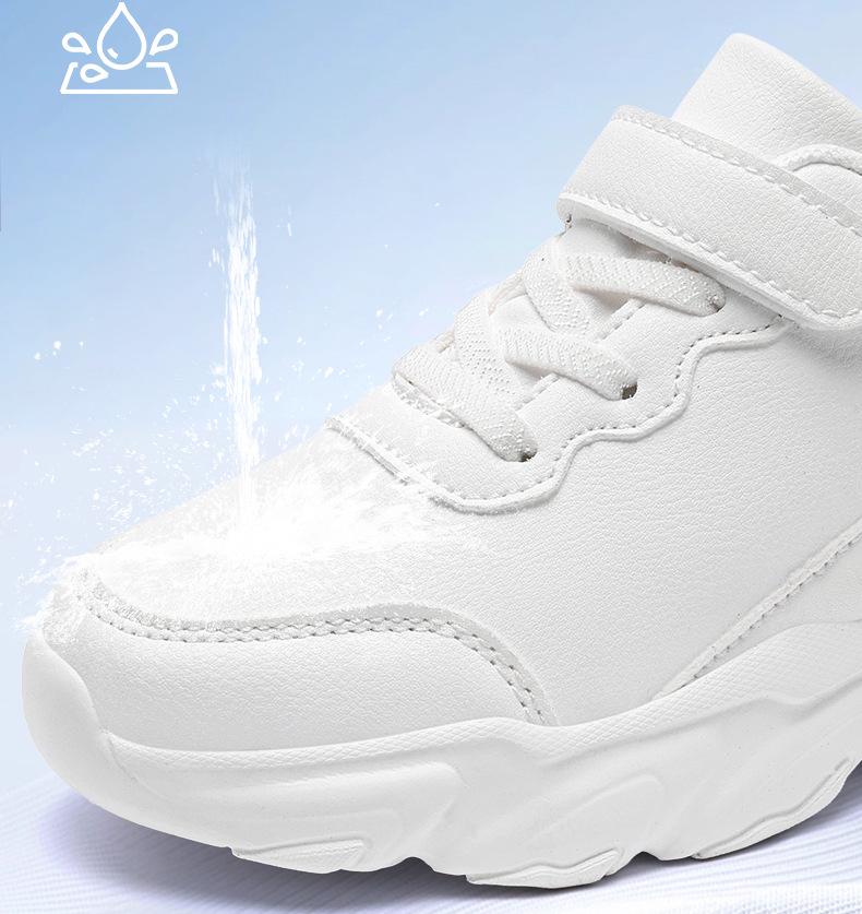 Kids' Lightweight Soft Sole Running Shoes - New Spring Leather Surface Black Casual Sneakers for Boys