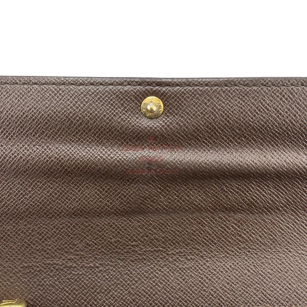 LOUIS VUITTON N61734 Coin case Damier Ebene leather Portefeiulle Sarah Purse Brown leather unisex Used