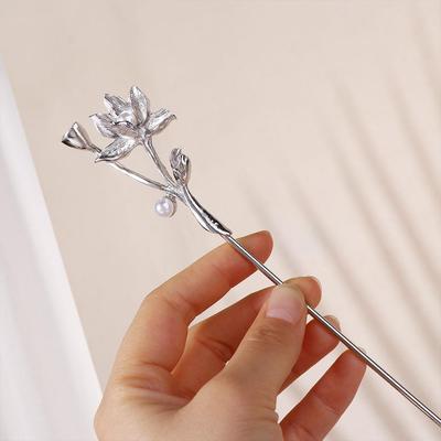 Exquisite Perlen Antiker Kopfschmuck Cheongsam Blume Hanfu Haarstäbchen Chinesischer Stil Kopfschmuck Antiker Stil Haarnadel Metall Haarnadel