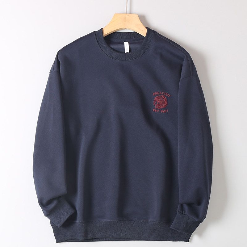 American-Style Casual Indian Embroidered Round-Neck Pullover Sweatshirt, Export Surplus Vintage Loose Long-Sleeve Jacket for Men