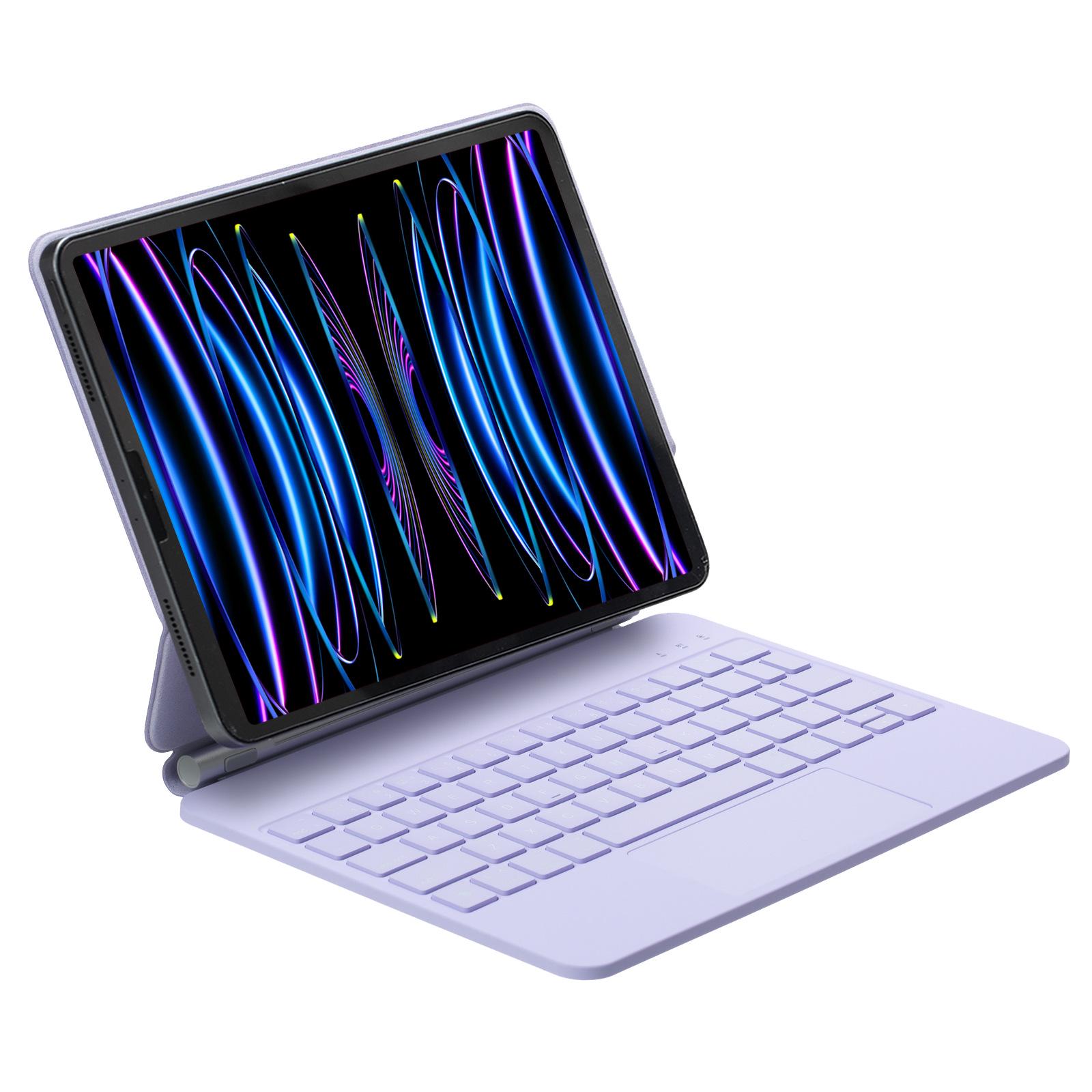 

Magnetic Backlit Bluetooth Keyboard Leather Case for iPad Pro 11 A16 with Suspension Magic Keyboard iPad Air6 11 /Air7 2024/2025 бузковий/фіолетовий