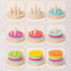 Wooden Rainbow Tower Toy Color Set Colorful Cylinders Hand-Eye Coordination Exercise Intelligence Development Kids Gift