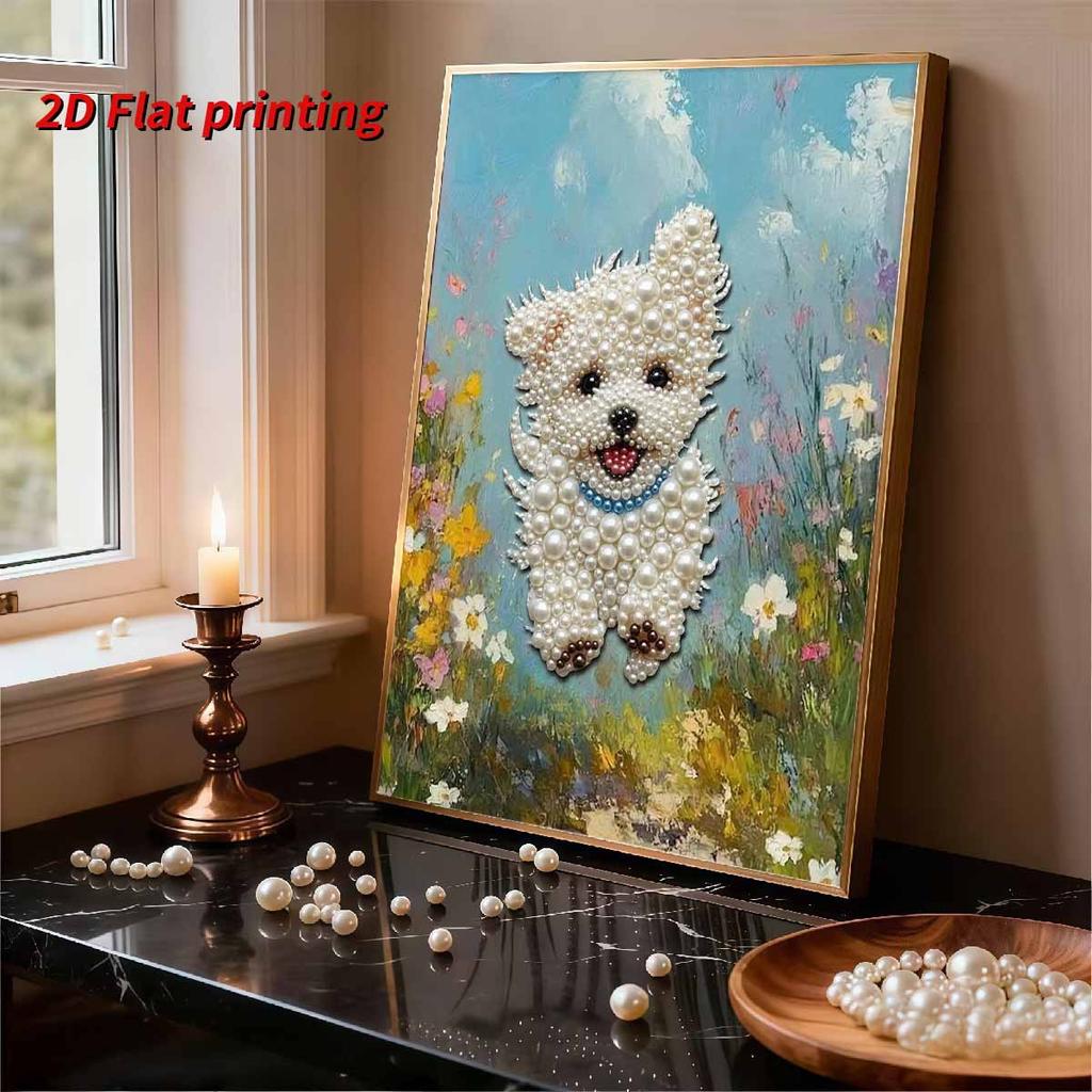 DIY Pearl Painting Set The Running Puppy Pattern Home Decoration Handmade Sticky Diamond Creative Canvas Pearl Art Painting Crafts Perfect Gift