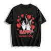 Happy Valentine's Day Cute Cat Heart Print Couple Casual Tops Pure Cotton T-shirt