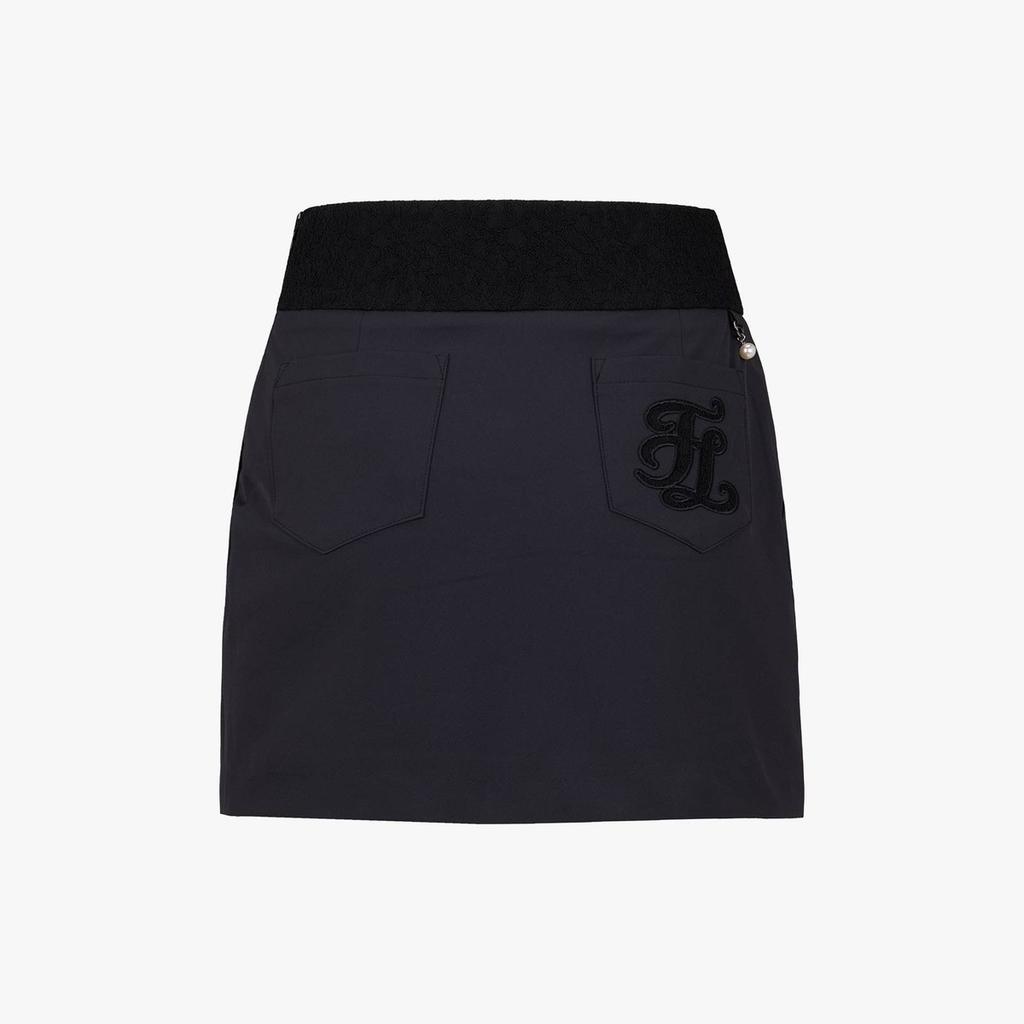 FAIRLIAR GOLF Lace H-Line Skirt (Black)