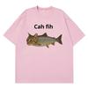 Cah Fih TShirt Fih Funny Mispelled Fish Meme T Shirt Cat And Fish Graphic Humor Tshirt Casual Short Sleeve Clothes Graphic Y2k
