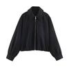 Womens Casual Zip-Up Jacket 2026 Plaid Patchwork Stand Collar Lightweight Outerwear