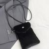 Trend Faux Fur Crossbody Bag Soft Plush Mini Shoulder Purse With Metal Button Adjustable Leather Strap Handbag Winter Phone Bag