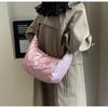 Korean Style Cotton Satchel With Puffed Design And Single Shoulder Strap For Daily Outfits