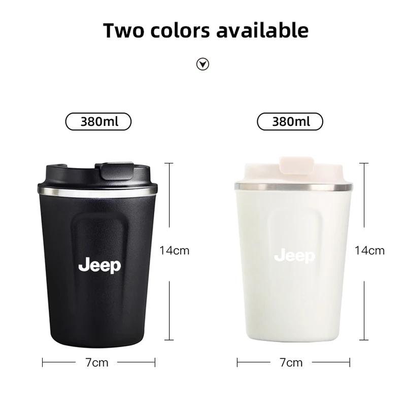 For Jeep Car Coffee Cup Insulated Cup 304 Stainless Steel Portable Cup For Jeep Grand Cherokee Wrangler JK Gladiator Compass