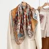 Autumn and Winter Velvet Color 91 Flower Square Scarf Silk Scarf Women's Double-sided Heterochrome Holiday Beach Towel Shawl Warm Scarf