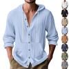 Loose Men's Top, Loose, Linen Casual Minimalist, Beach Hooded Shirt, Long Sleeved Shirt, Men's