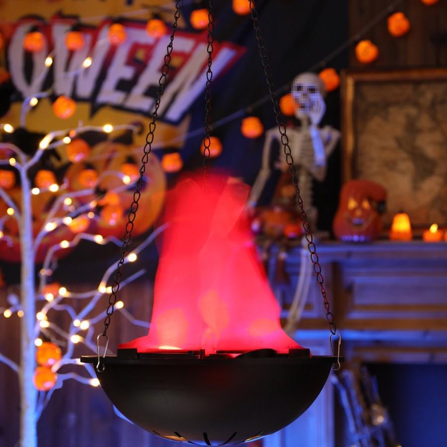 LED Halloween Flammen Feuerstelle Ornamente - Gruselige Hängedekorationen mit künstlichen Flammen für Spukhaus