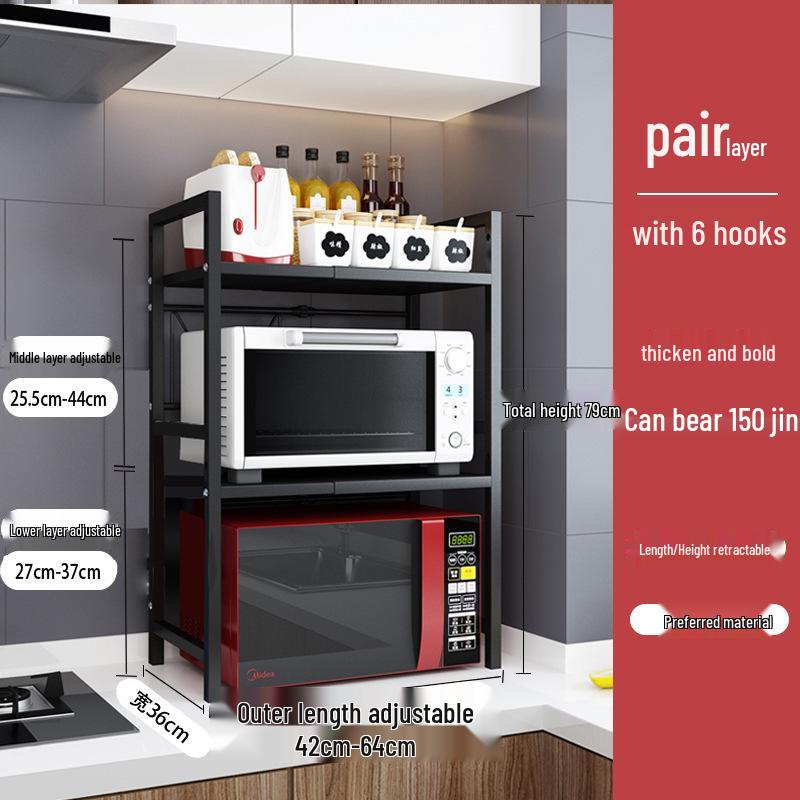 Adjustable Microwave & Kitchen Storage Rack for Countertop - Oven, Rice Cooker & Spice Organizer
