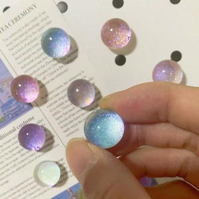 5pcs Korean Style, Transparent Ball Refrigerator Magnets, Starry Glitter, Semi Spherical Magnetic Suction, Decorative Hole Board