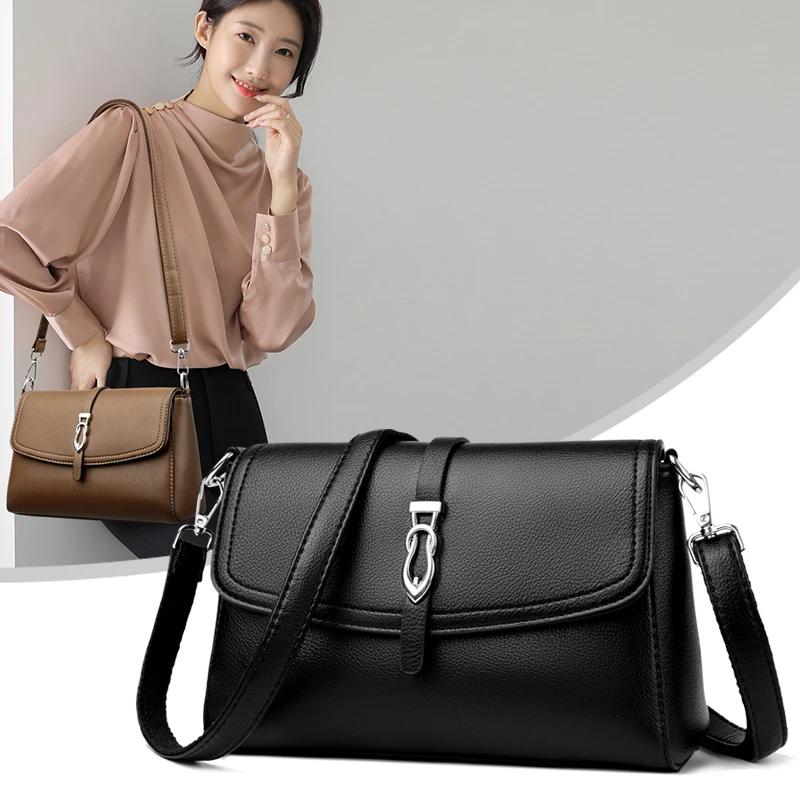 New Retro Soft PU Leather Women Shoulder Underarm Bags Casual Solid Color Small Top-Handle Handbags Ladies Fashi Shoulder Bags