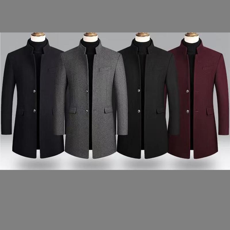 Men's Woolen Coat In Spring and Autumn, Mid To Long Windbreaker, Plus Size Coat, Single Breasted Fashionable Casual Men's Clothing