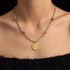 French Pastoral Duobao Natural Stone Necklace Women's Tianhe Stone Sun Flower Pendant Bohemian Holiday Long Clavicle Chain