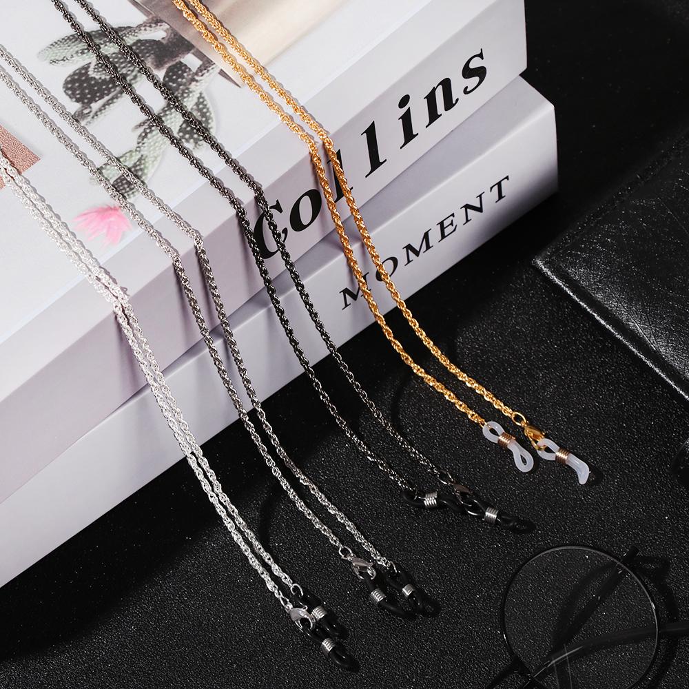 Fashion Anti Slip Metal Reading Glasses Chain for Women Sunglasses Cords Eyeglass Lanyard Hold Straps Gold Silver Black Necklace