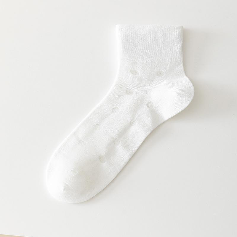 

Женские весенне-летние тонкие дышащие однотонные влагоотводящие потные удобные полые рваные носки 1 pair чистый белый