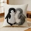 Süße Kuss-Pinguine Kissenbezug 2D-Stil Flauschiges Pinguin-Paar-Motiv Kissenhülle für Sofa Couch Gemütliche Heimdekoration