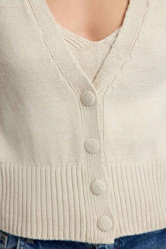 Women's Elegance Style Cardigan Tile Crop Blouse-Cardigan Set Knitwear Cardigan