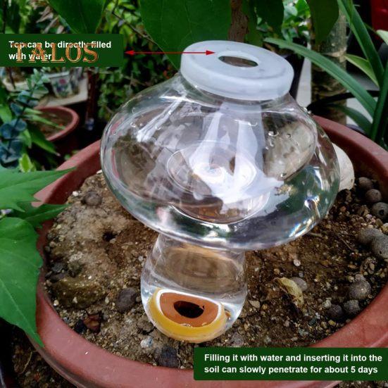 300ML Blomvattnare Självvattnande Spikar Transparenta Automatiska Växtbevattningsanordningar Automatiska Droppbevattnare Svamp Glasboll Utomhus Inomhus Trädgårdsväxter