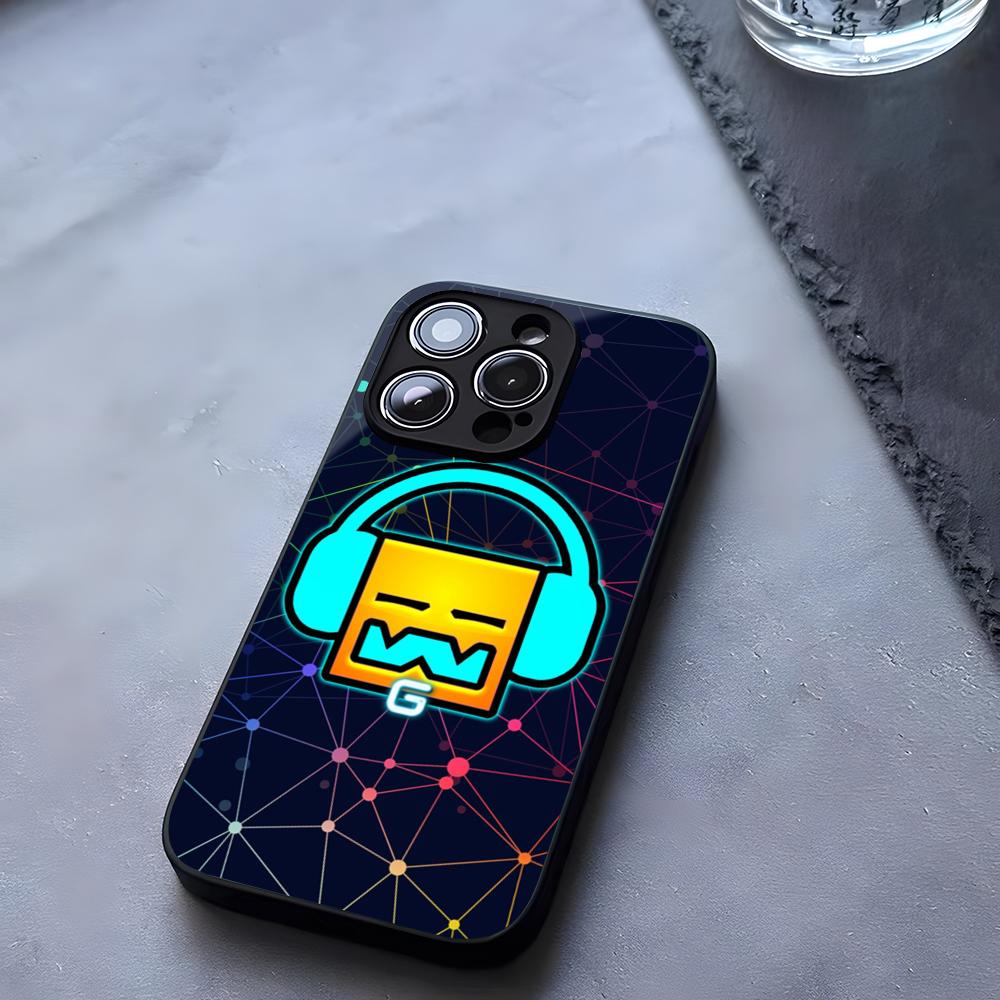 Geometry Dash Game Phone Case Tempered Glass For IPhone 17 13 14 16 12 15 11 Pro Max Plus Mini X XR SE2020 Coque