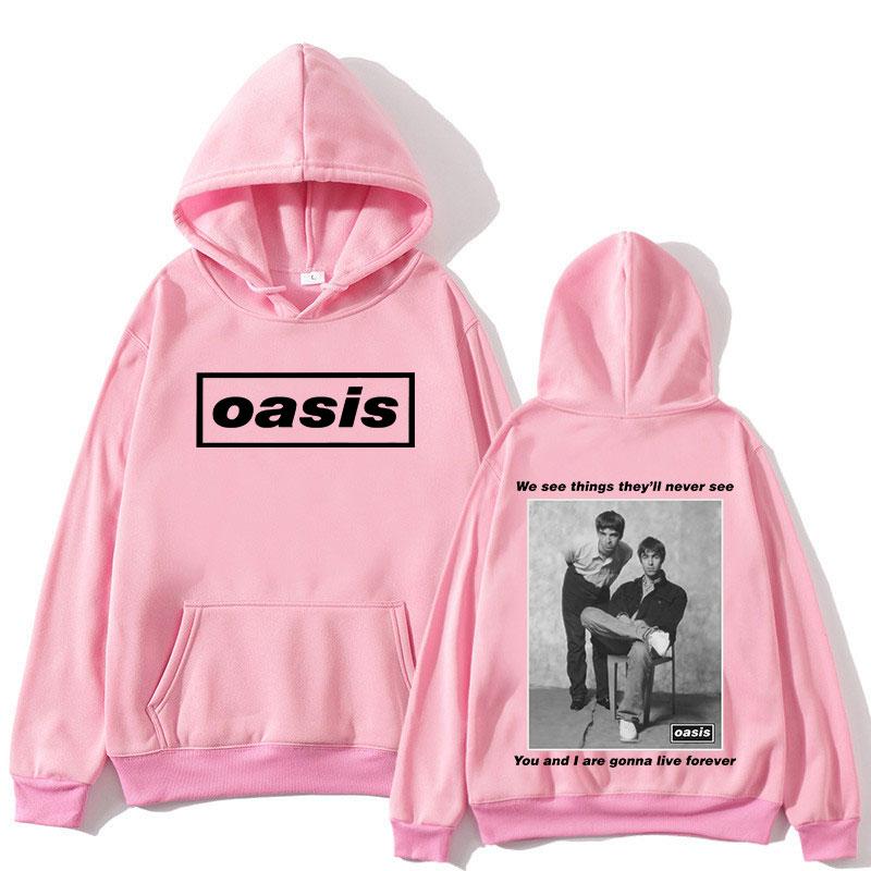 O-Oasis Graphic Hoodie British Rock Band Vintage Pullover Sweatshirts Men's Women Hip Hop Fashion Oversized Pullovers Streetwear