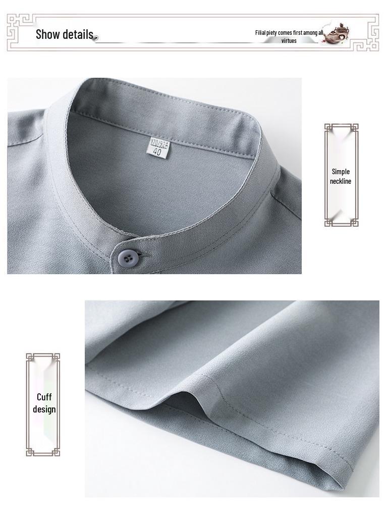 Pánská letní košile s krátkým rukávem a stojáčkem a šortky pro seniory