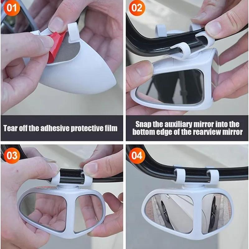 360° Adjustable Wide Angle Car Blind Spot Mirror Double Sided Front Wheel Auxiliary for SUV Pickup Van Reversing